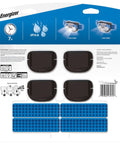 Back packaging of Vision LED Headlamp 200 Lumen 4 Pack With 12 AAA Batteries Included, featuring item details and features.