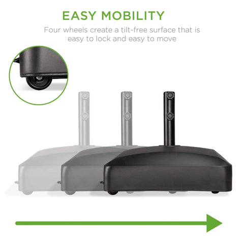 123 Pound Fillable Mobile Umbrella Base With Four Wheels Two Locks And Two Tightening Knobs for Patio mobility feature