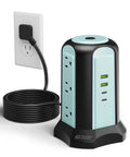 Power Strip Tower Surge Protector with 9 Outlets and 4 USB Ports, 10 Ft Extension Cord, Grounded 3-Prong, 1080 Joules, Desktop Charging Station.