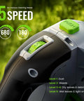 Cordless Leaf Blower With 680 CFM, 2x 4.0Ah Batteries And Charger, 5 Speed Brushless Motor, close-up of speed settings dial