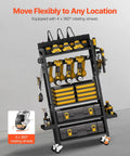 5 Tier Tool Cart With Charging Station And Eight Outlet Bank On Wheels Mobile Drill Holder And Battery Storage Rack in garage