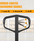 Rubber-coated ergonomic handle of Apollolift Hydraulic Pallet Jack Truck, 5500 Lb Capacity with lift indicators for industrial use.