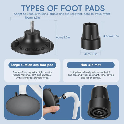 Types of foot pads for Stand Assist Aid For Elderly With Adjustable Height, rubber suction cup and non-slip mat