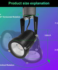 12W RGB LED Track Lighting Heads Dimmable Color Changing Lights For Accent And Task Rooms 120V Multi Color RGBW Ceiling Spotlight Halo Type 10 Pack Black shown with dimensions