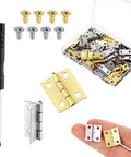 Complete Mini Brass Folding Hinge Set With Screwdriver And 240 Screws 120 Gold And 120 Silver For Wooden Boxes Jewelry Boxes Dollhouses And Miniature Furniture 60 Sets 30 Gold And 30 Silver Hinges 270 Degree Folding Includes Transparent Storage Box