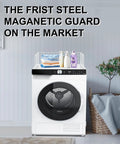 Magnetic Laundry Guard 24 Inch Countertop Shield For Washer And Dryer Metal Laundry Topper on white front-load machine