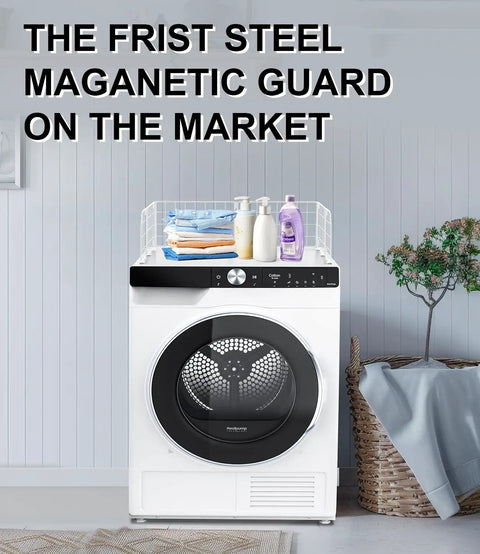 Magnetic Laundry Guard 24 Inch Countertop Shield For Washer And Dryer Metal Laundry Topper on white front-load machine