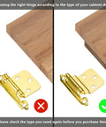 Comparison of incorrect and correct installation of Self Closing Three Eighths Inch Brass Cabinet Hinges For Kitchen Cabinets