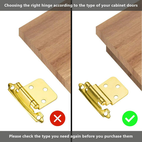 Comparison of incorrect and correct installation of Self Closing Three Eighths Inch Brass Cabinet Hinges For Kitchen Cabinets