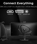 Back and side view of 34 Inch Curved Ultrawide Monitor Dope For Your Desk Setup with ports and dimensions highlighted.