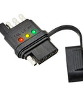 4 Way Flat Trailer Wiring Tester With Bright LED Indicators, Dual End 4 Pin Male And Female Connector, Easy Turn Signal And Tail Light Diagnostics, No Guesswork Troubleshooter For Hauling. black plastic 4-pin trailer wiring tester with LED lights and cap