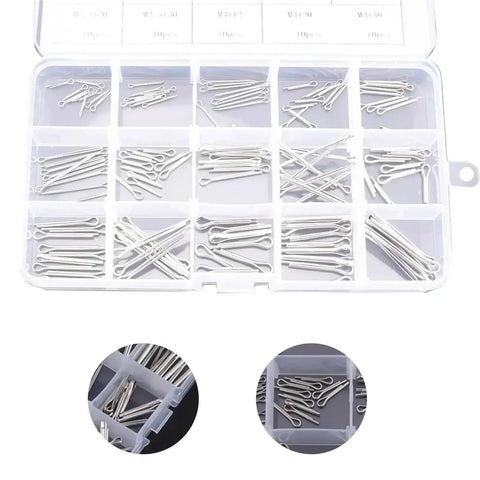 304 Stainless Steel Split Cotter Pins Kit, 15 Varieties, Total 300 Or 450 Pcs, 150 Pcs Per Set