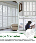 End Cap Replacement Kit For Plantation Shutter Tilt Bars Vinyl End Caps Variety Pack 4 in home usage scenarios with shutters