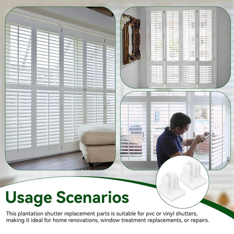 End Cap Replacement Kit For Plantation Shutter Tilt Bars Vinyl End Caps Variety Pack 4 in home usage scenarios with shutters