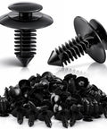 100 Pack Heavy Duty Door Panel Trim Clips N801925S For Ford F150 Bronco Mustang E Series, black retention clips on white background.