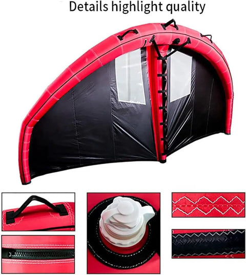Inflatable Wing Foil Kite For Water Sports Handheld Wing Surfing Gear With 4 5 6 Sqm Wings, red and black with handle and stitches