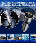 Highway Hero Three In One Car Power Cable For Starlink Mini with 10.1Ft cable, car cigarette socket connection for versatile use.
