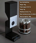 Dead Accurate Automatic Coffee Bean Dispenser With Dual Weight Presets And Smart Auto Calibration For Hassle Free Single Or Continuous Dosing 200 Gram Hopper with transparent bean container.