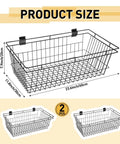 Diagram of Two Large Black Slatwall Wire Baskets For Wall Mount 23.6 By 11.8 By 7.9 Inches Metal Slatwall Storage Baskets