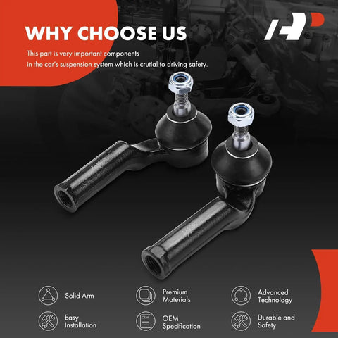 Front Outer Tie Rod End Replacement For Ford Escape 2013-2019, Focus 2012-2018, Transit Connect 2014-2018, C-Max 2013-2018, And Lincoln MKC 2015-2019 - Fixes Uneven Tire Wear And Improves Steering Control. black metal tie rod ends with ball joints