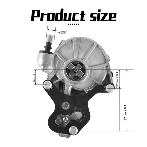 AULINK vacuum pump front view; silver metal housing with black mounting bracket for automotive use (2.0L/2.5L).