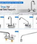 Various models of Leak Free Commercial Hand Sink Faucet With 4 Inch Center Wall Mount, Three And A Half Inch Gooseneck Spout, Dual Lever Handles