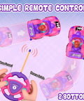 Toddler Friendly Remote Control Car For Girls Aged 2 To 4 Simple Two Button RC Vehicle With Lights And Music Kiddo Approved Easy Forward Backward Navigation Cute Pink Toy Gift For Little Girls Birthday showing control and movement