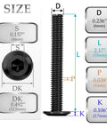 M6 X 55mm Flat Head Hex Socket Cap Bolts, 10 Pack With 1 Hex Spanner, Alloy Steel Black Oxide Full Thread, size diagram