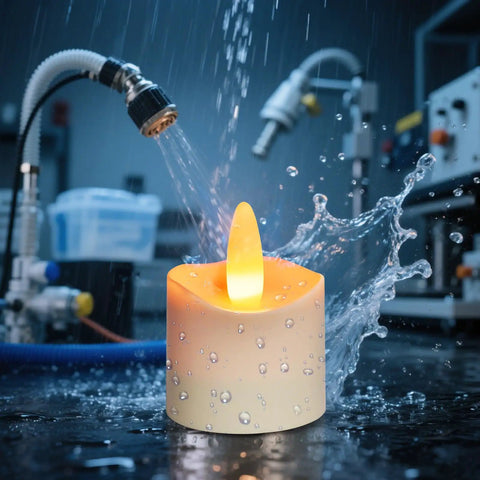 Rechargeable Flameless LED Tea Lights With Remote And Timer Waterproof Battery Operated Votive Candles splashed with water