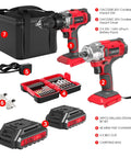 20V Cordless Drill And Impact Driver Combo Kit With accessories, charger, batteries, and carrying bag for DIY projects