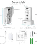 Smart Wireless Doorbell Chime For Home package includes outdoor and indoor unit, charger, screws, and manual, expandable intercom system.