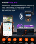 S1 Pro Front Dash Cam 2.7K Mini With STARVIS 2 Sensor showing GPS connection and app interface on smartphone