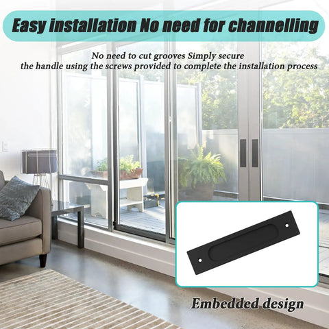 Two Pack Invisible Rectangular Recessed Drawer Pulls For Cabinets And Closets Pocket Sliding Door Handle Matte Black shown