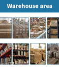 Warehouse area with stacked boxes and shelving units for storage logistics and distribution.