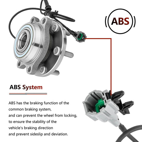 Front Wheel Hub Bearing Assembly For Nissan Frontier 2005 To 2019, Pathfinder 2005 To 2012 with ABS sensor and wires shown