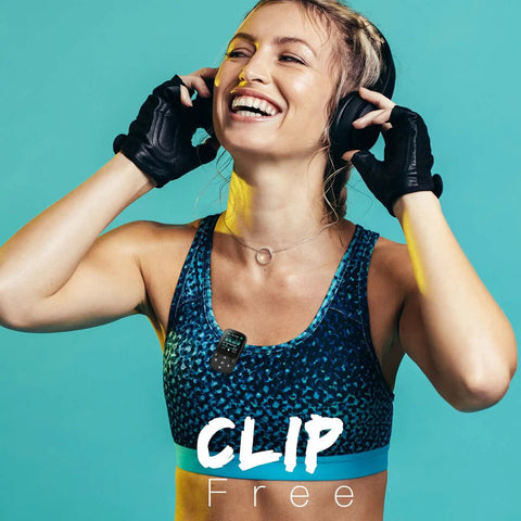 Woman wearing 64GB MP3 Player With Clip For Sports A65 Bluetooth 5 Point 3 Music Player with Pedometer during workout