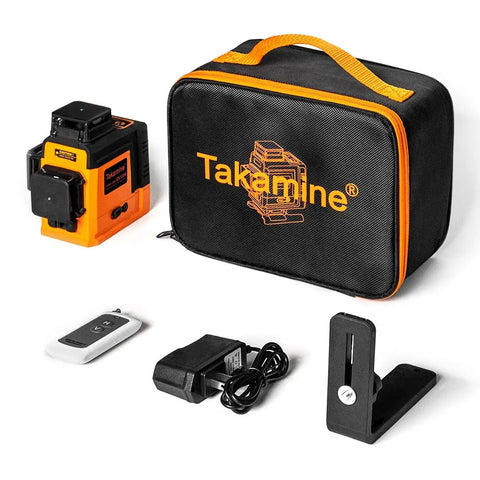 12 Line Laser Level Self Leveling 3x360 Degree 3D Green Cross Lines with remote, charger, stand, and carry bag