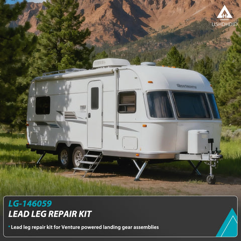 RV parked with Power Landing Gear Repair Kit for 5th Wheel RV Lead Leg Replacement Fits Lippert Venture Systems