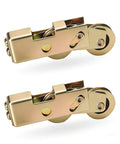 2 Pcs Sliding Door Rollers Replacement Set With Steel Ball Bearing Wheels Heavy Duty Tandem Roller For Patio Doors And Sliding Glass Doors High Durability Rust Proof And Corrosion Resistant Universal Fit One Quarter Inch Wheel Diameter, shown in a side view.