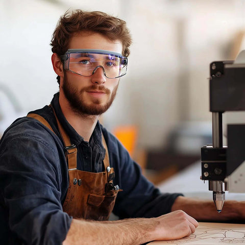 VoltSpark CO2 laser eye protection glasses with clear lenses and gray frame