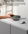 Anti Slip Aircraft Grade Aluminum Wireless Charger Pad With 15W Max Fast Charging for iPhone on desk with keys nearby