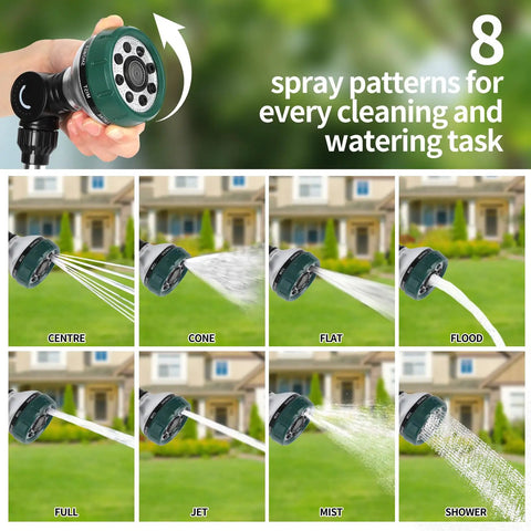 8 spray patterns of 24 Inch Garden Hose Watering Wand with Thumb Flow Control, Lightweight Aluminum Nozzle for versatile use