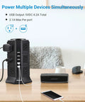 16Ft Power Strip Tower With 12 Outlets And 5 USB Ports ETL Surge Protector on desk charging devices