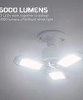 Ultra Bright 6000 Lumen Garage Light That Screws Into Any Standard Socket Energy Efficient LED Shop Light With Adjustable Panels
