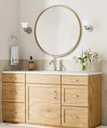 Brushed Nickel Bathroom Faucet With Single Handle For One Hole Vanity Sink Satin Finish, on wooden bathroom vanity.