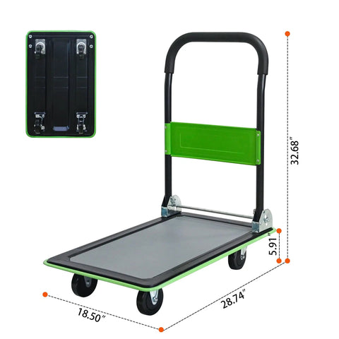 Heavy Duty Folding Platform Cart 330 Lbs Capacity Alloy Steel Hand Truck With Smooth Rolling Swivel Casters For Moving Warehouse Tasks And No Sweat Daily Hauling