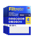 4 Pack 16x20x1 MERV 13 Pleated Air Filters For HVAC Trapping Allergens Bacteria Viruses And Air Pollutants MPR 1900