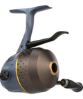 President Spincast Reel Size 6U with aluminum frame, spool dial drag, dual handle position for right or left cast, side view