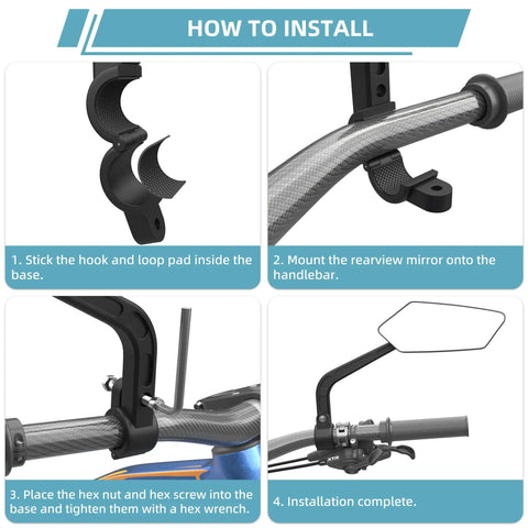 Installation guide for 2 Pack Bike Mirrors For Handlebars, 360 Degree Adjustable Rear View Mirrors For Safer Cycling, High Definition Wide Lens