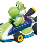 Yoshi car from Mario Kart Themed Slot Car Race Track With Spinner Action Includes Two Cars Mario And Yoshi Battery Powered Beginner Racing